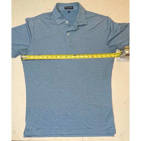 Peter Millar Crown Crafted Performance Polo Shirt Blue Heather Knit Sz Sm Golf - Picture 4 of 12